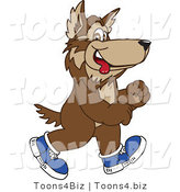 Vector Illustration of a Cartoon Wolf Mascot Walking in Shoes by Mascot Junction