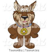 Vector Illustration of a Cartoon Wolf Mascot Wearing a Medal by Mascot Junction