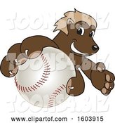 Vector Illustration of a Cartoon Wolverine Mascot Grabbing a Baseball by Mascot Junction