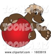 Vector Illustration of a Cartoon Wolverine Mascot Grabbing a Cricket Ball by Mascot Junction