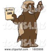 Vector Illustration of a Cartoon Wolverine Mascot Holding a Report Card by Mascot Junction