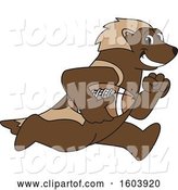 Vector Illustration of a Cartoon Wolverine Mascot Running with a Football by Mascot Junction