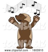 Vector Illustration of a Cartoon Wolverine Mascot Singing by Mascot Junction