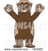 Vector Illustration of a Cartoon Wolverine Mascot Welcoming by Mascot Junction