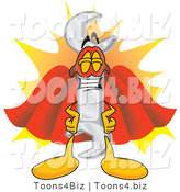 Vector Illustration of a Cartoon Wrench Mascot Dressed As a Super Hero by Mascot Junction