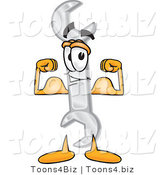 Vector Illustration of a Cartoon Wrench Mascot Flexing His Arm Muscles by Toons4Biz