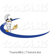 Vector Illustration of a Cartoon Wrench Mascot Logo with a Blue Dash by Toons4Biz