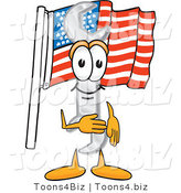 Vector Illustration of a Cartoon Wrench Mascot Pledging Allegiance to an American Flag by Toons4Biz