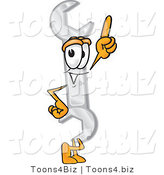 Vector Illustration of a Cartoon Wrench Mascot Pointing Upwards by Mascot Junction