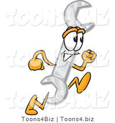 Vector Illustration of a Cartoon Wrench Mascot Running by Toons4Biz