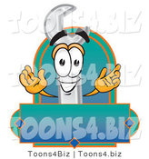 Vector Illustration of a Cartoon Wrench Mascot with a Blank Label by Toons4Biz