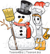 Vector Illustration of a Cartoon Wrench Mascot with a Snowman on Christmas by Mascot Junction