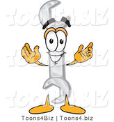 Vector Illustration of a Cartoon Wrench Mascot with Welcoming Open Arms by Mascot Junction