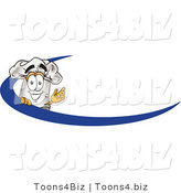 Vector Illustration of a Chef Hat Mascot on an Employee Name Tag with a Blue Dash by Mascot Junction