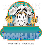 Vector Illustration of a Chef Hat Mascot over a Blank Label by Mascot Junction
