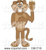 Vector Illustration of a Cougar School Mascot Pledging, Symbolizing Integrity by Mascot Junction