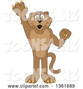 Vector Illustration of a Cougar School Mascot Raising a Hand to Volunteer or Lead, Symbolizing Responsibility by Toons4Biz