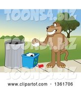 Vector Illustration of a Cougar School Mascot Recycling, Symbolizing Integrity by Mascot Junction