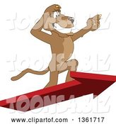 Vector Illustration of a Cougar School Mascot Standing on an Arrow and Pointing, Symbolizing Leadership by Mascot Junction