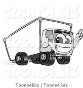 Vector Illustration of a Delivery Truck Mascot Pointing Upwards While Smiling and Driving Forward by Mascot Junction