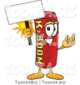Vector Illustration of a Dynamite Stick Mascot Holding a Blank Sign by Toons4Biz