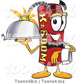 Vector Illustration of a Dynamite Stick Mascot Holding a Serving Platter by Mascot Junction