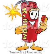 Vector Illustration of a Dynamite Stick Mascot Holding a Telephone by Mascot Junction