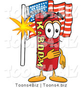 Vector Illustration of a Dynamite Stick Mascot Pledging Allegiance to the American Flag by Mascot Junction