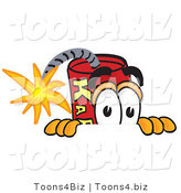 Vector Illustration of a Dynamite Stick Mascot Scared, Peeking over a Surface by Mascot Junction