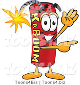 Vector Illustration of a Dynamite Stick Mascot Waving and Pointing by Mascot Junction