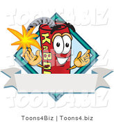 Vector Illustration of a Dynamite Stick Mascot with a Blank Ribbon Label by Toons4Biz