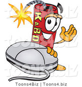 Vector Illustration of a Dynamite Stick Mascot with a Computer Mouse by Mascot Junction