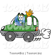 Vector Illustration of a Globe Mascot Driving a Blue Car and WavingGlobe Driving a Blue Car and WavingGlobe Mascot Driving a Blue Car and Waving by Toons4Biz
