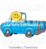 Vector Illustration of a Gold Cartoon Key Mascot Driving a Truck by Mascot Junction