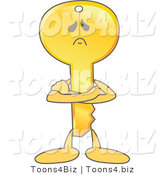 Vector Illustration of a Gold Cartoon Key Mascot Pouting by Toons4Biz