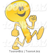 Vector Illustration of a Gold Cartoon Key Mascot Running by Mascot Junction
