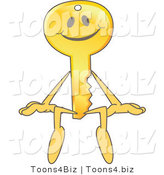 Vector Illustration of a Gold Cartoon Key Mascot Sitting on a Ledge by Toons4Biz