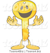 Vector Illustration of a Gold Cartoon Key Mascot Smiling by Mascot Junction