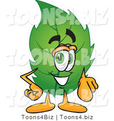 Vector Illustration of a Green Leaf Mascot Pointing at the Viewer by Mascot Junction