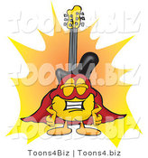 Vector Illustration of a Guitar Mascot Dressed As a Super Hero by Mascot Junction