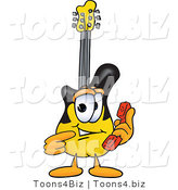 Vector Illustration of a Guitar Mascot Holding a Telephone by Mascot Junction