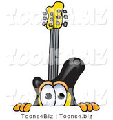 Vector Illustration of a Guitar Mascot Peeking over a Surface by Mascot Junction