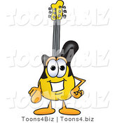 Vector Illustration of a Guitar Mascot Pointing at the Viewer by Mascot Junction