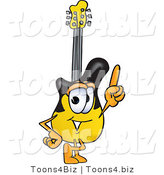 Vector Illustration of a Guitar Mascot Pointing Upwards by Mascot Junction
