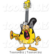 Vector Illustration of a Guitar Mascot Screaming into a Megaphone by Mascot Junction