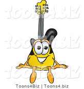 Vector Illustration of a Guitar Mascot Sitting by Mascot Junction