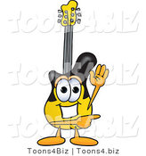 Vector Illustration of a Guitar Mascot Waving and Pointing by Mascot Junction