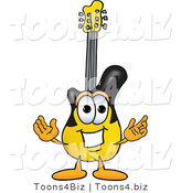 Vector Illustration of a Guitar Mascot with Welcoming Open Arms by Mascot Junction