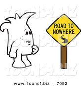 Vector Illustration of a Guy by a Road to Nowhere Sign by Mascot Junction