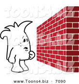 Vector Illustration of a Guy Facing a Brick Wall Obstacle by Mascot Junction